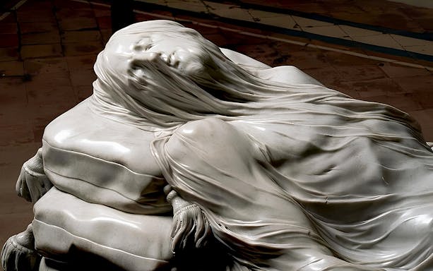 Veiled Christ sculpture at Sansevero Chapel, Naples, Italy.