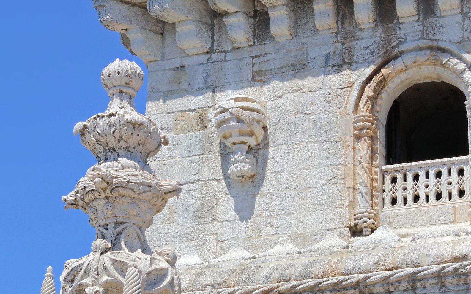 Belém Tower detail with armillary sphere, Lisbon, Portugal.