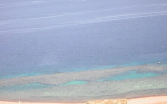 Clear waters of 3 Pools National Park, Dahab, viewed from above.