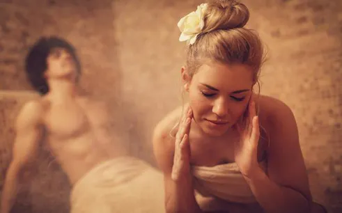 Moroccan bath experience with steam and foam in Hurghada spa.
