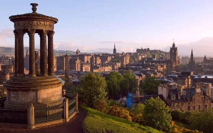 Edinburgh skyline view from Calton Hill on self-guided walking tour.