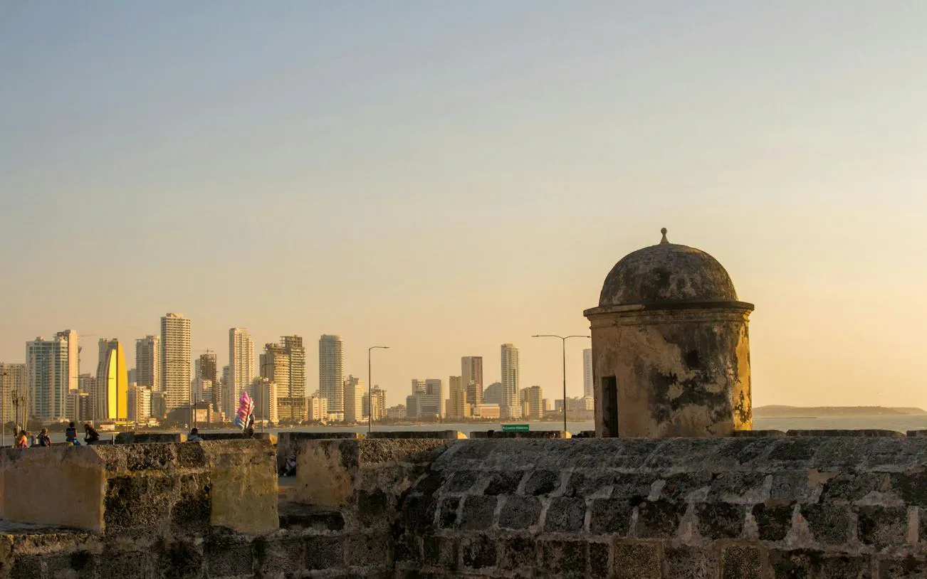 Cartagena Walled City with skyline view during self-guided audio walking tour.