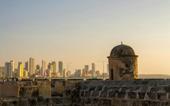 Cartagena Walled City with skyline view during self-guided audio walking tour.