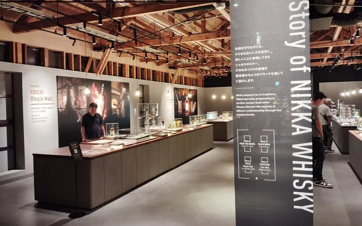 Yoichi whisky exhibit at Nikka's historic coastal site, showcasing whisky heritage displays.