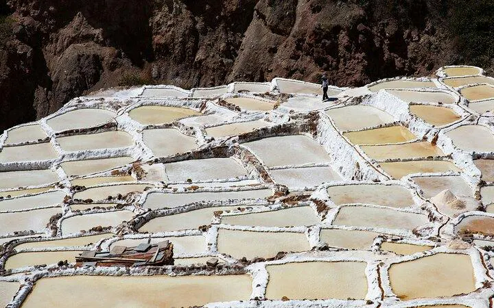Terraced salt ponds in Maras, part of the Sacred Valley Tour near Cusco, Peru.