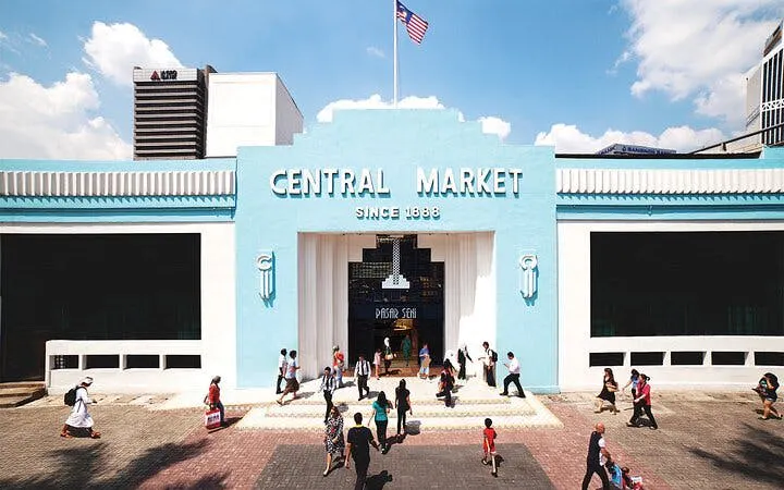 Central Market Kuala Lumpur entrance with visitors walking in.