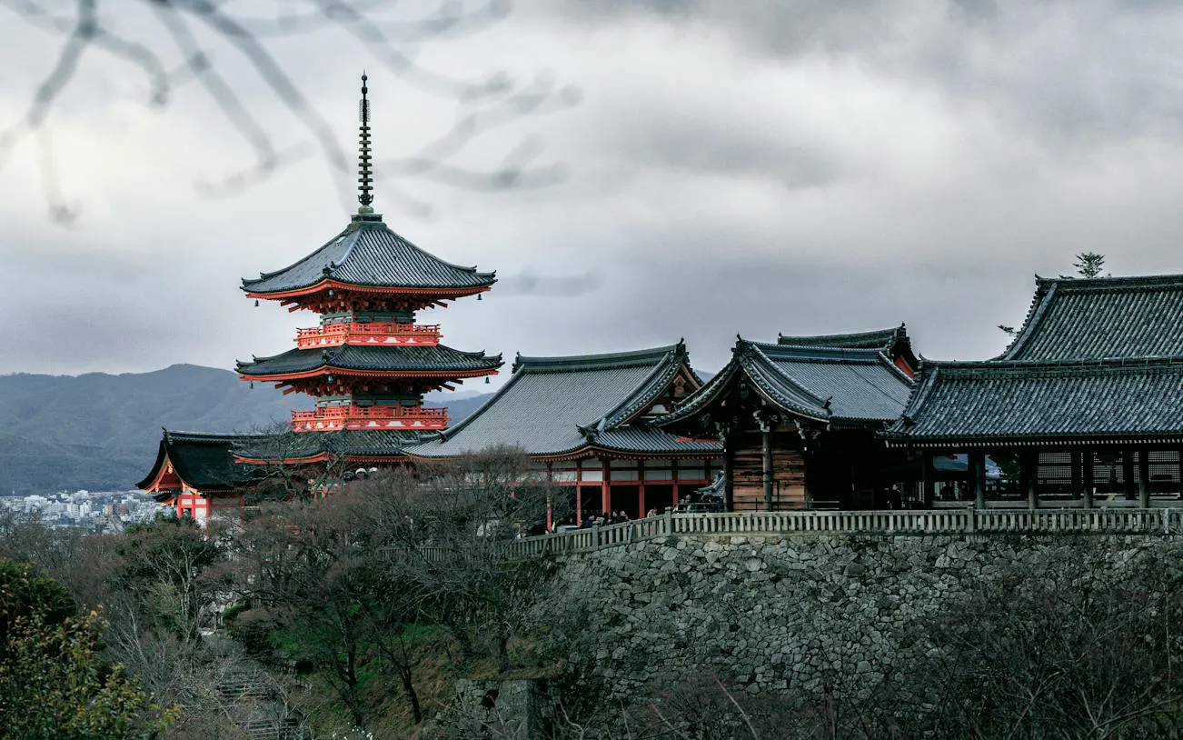 Kiyomizu-dera Temple in Kyoto's Higashiyama district during a self-guided audio walking tour.