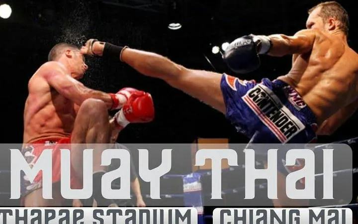 Muay Thai fighters in action at Thapae Stadium, Chiang Mai.