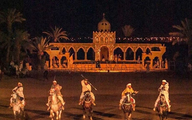 Horsemen performing at Chez Ali Folklore Show, Marrakesh.