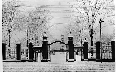 College Gates at Trinity Bellwoods Park in winter, Toronto.