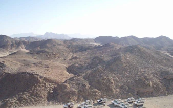 Desert landscape with quad bikes in Sharm El Sheikh for safari tour.