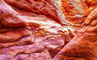 Red rock formations in Blue Hole Canyon, Sharm El Sheikh.