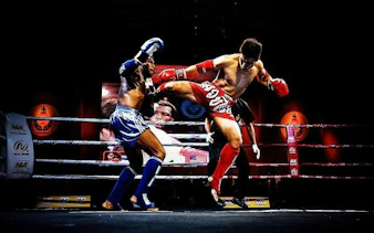 Muay Thai fighters in action at Thapae Stadium, Chiang Mai.