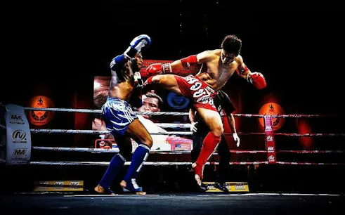 Muay Thai fighters in action at Thapae Stadium, Chiang Mai.