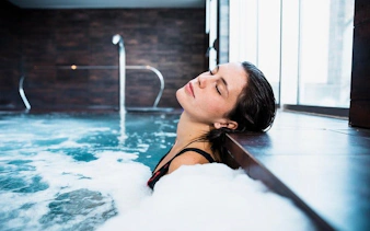 Relaxing in a jacuzzi at a Turkish bath spa in Hurghada.