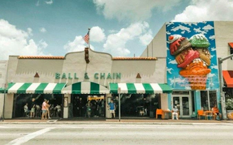 Ball & Chain facade with colorful mural, Little Havana, Miami.