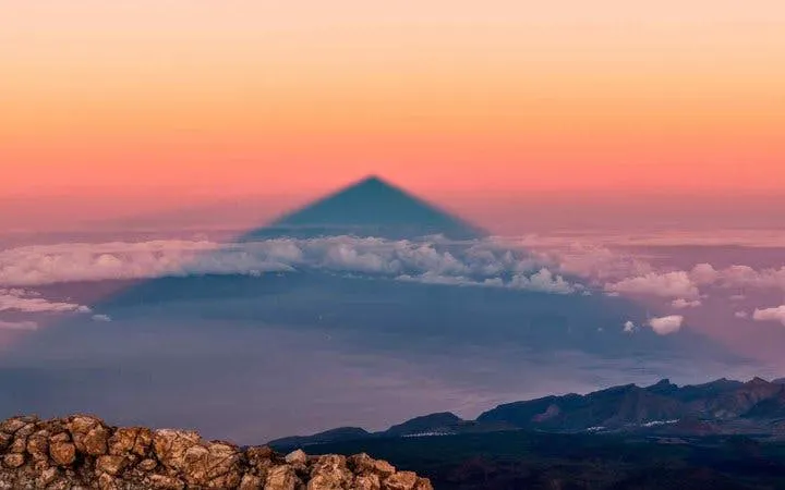 Tenerife's Mount Teide shadow at sunset, view from a self-guided walking tour.