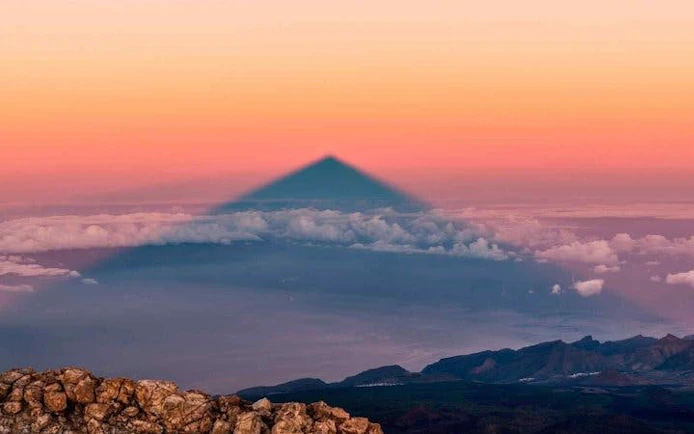 Tenerife's Mount Teide shadow at sunset, view from a self-guided walking tour.