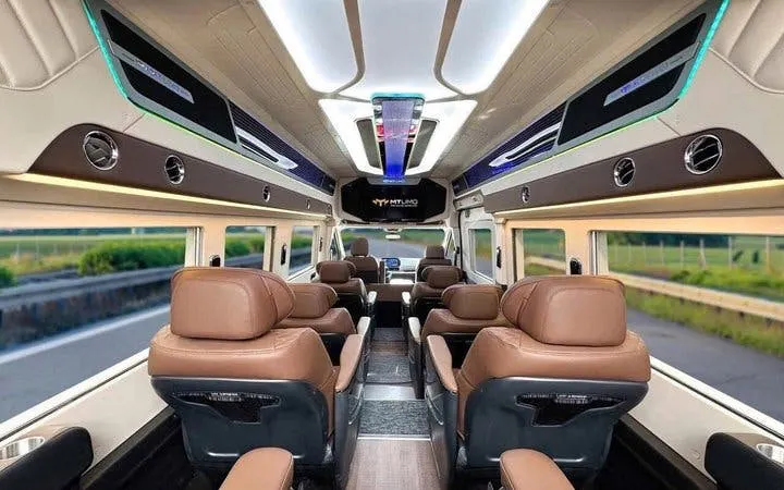 Luxurious van interior for private transfer between Sapa and Ninh Binh.