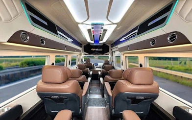 Luxurious van interior for private transfer between Sapa and Ninh Binh.