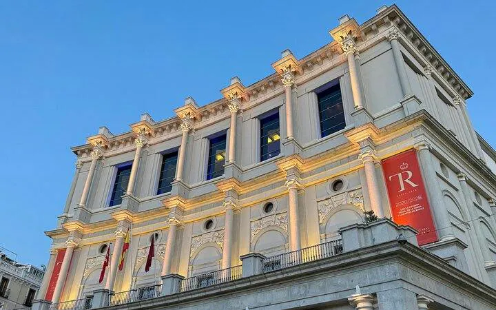 Teatro Real facade in Madrid's Old Town during the walking tour.