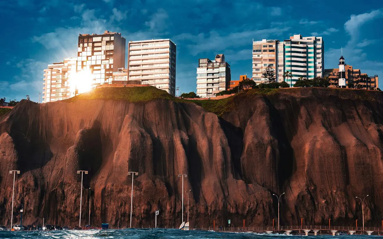 Cliff-top buildings along the Malecón in Miraflores, Lima.
