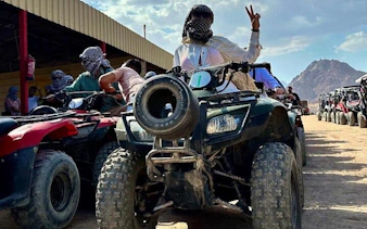ATV riders preparing for a desert safari adventure in Sharm El Sheikh.