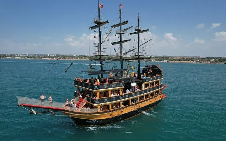 Antalya Pirate-Themed Boat Cruise with Foam Party, DJ, Lower Duden Waterfall Visit, Lunch, and Hotel Transfers