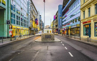 Checkpoint Charlie in Berlin, central to the Berlin Wall Greatest Escapes walking tour.