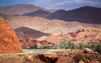 Berber village nestled in the Atlas Mountains near Marrakesh.