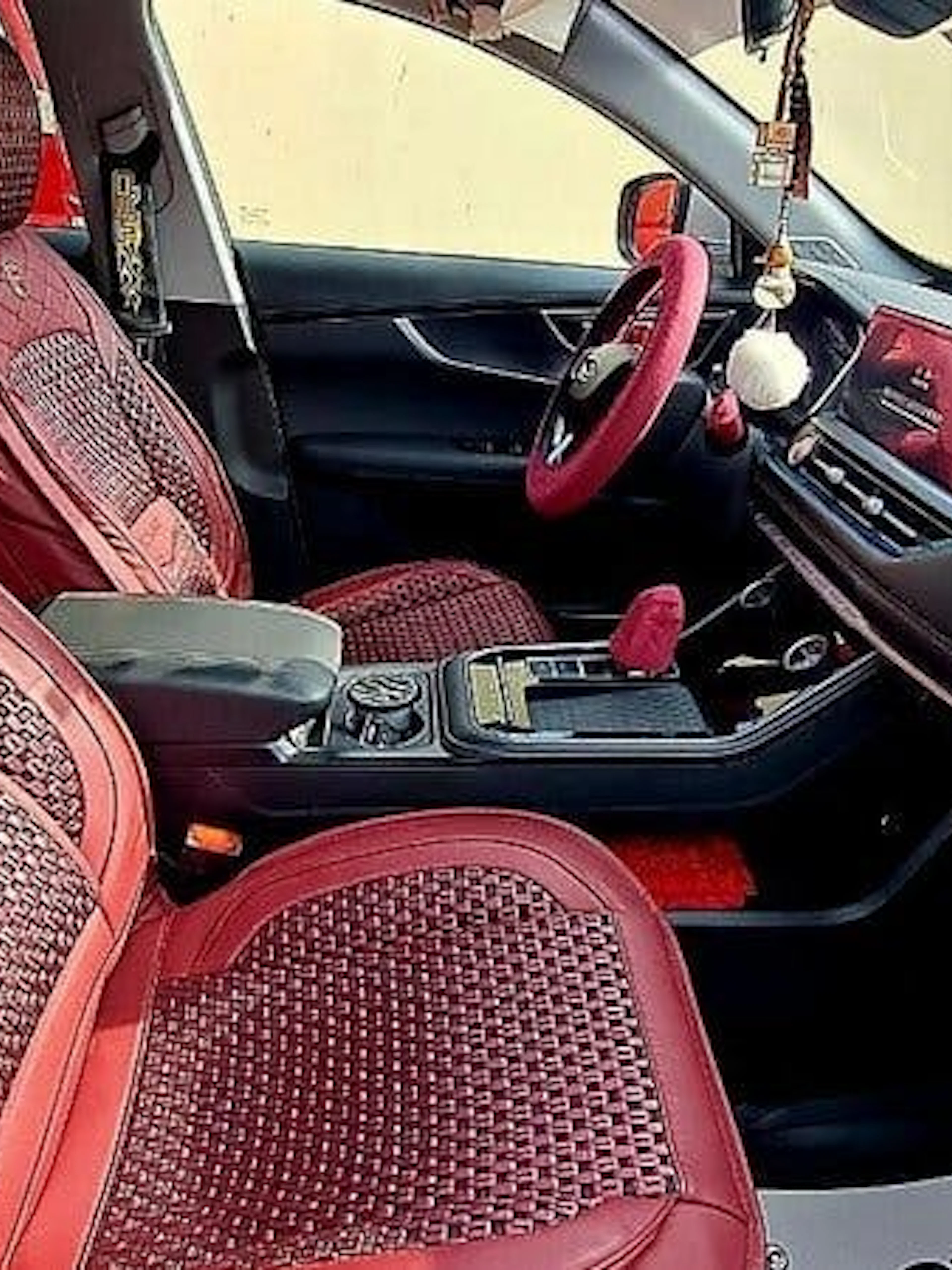Interior of a luxury vehicle for Cairo and Giza airport or hotel transfer service.
