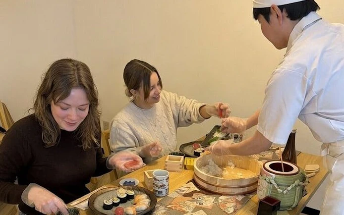 Asakusa Tokyo Sushi Making Class : Sake Ceremony & Whisk Matcha