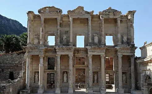 Ancient Library of Celsus in Ephesus, Turkey, part of a guided tour from Istanbul.