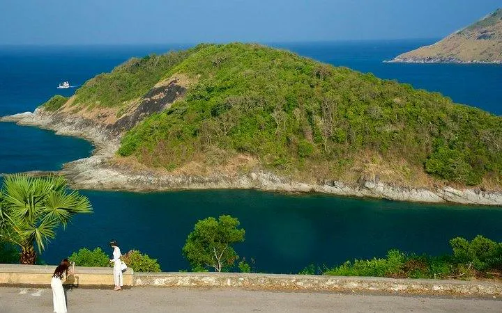 Phuket island view with lush greenery and ocean, part of the Private Island Highlights tour.