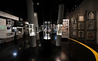 Juventus Museum exhibit with jerseys and memorabilia in Turin.