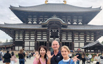 Todai-ji Temple with visitors in Nara during a half-day private tour.