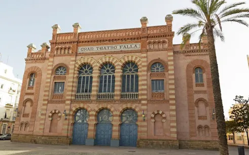 Grand Teatro Falla facade in Cadiz, featured on self-guided walking tour app.