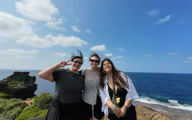 Tourists enjoying the view at Ishigaki Island's coastline, Okinawa.