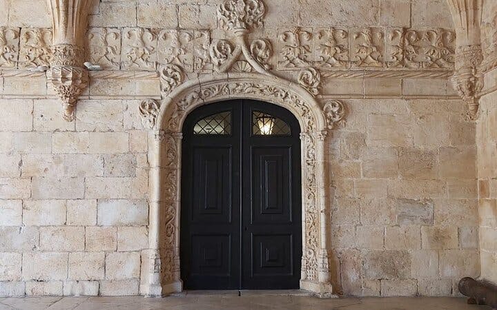 Jeronimos Monastery ornate doorway in Belém, Lisbon.