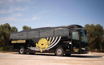 Tour bus for Valle d'Itria trip from Bari, featuring Polignano, Ostuni, Locorotondo.
