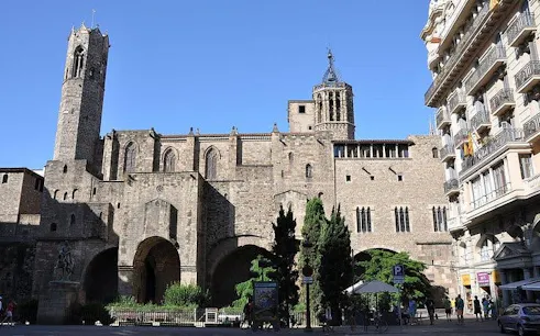 Barcelona Gothic Quarter with historic architecture on a sunny day.