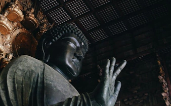 Giant Buddha statue inside Todai-ji Temple, Nara, Japan.