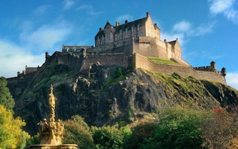 Edinburgh Castle on Castle Rock during self-guided walking tour.