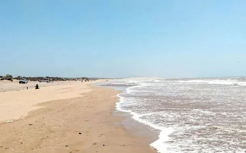 Sandy beach along the Atlantic Ocean on the Private Essaouira Full Day Tour from Marrakesh.
