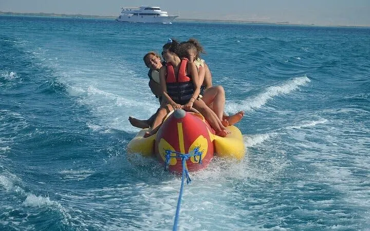 People enjoying a banana boat ride on the Red Sea, Sharm El Sheikh.