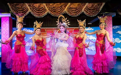 Performers in traditional costumes at Blue Dragon Cabaret, Krabi.