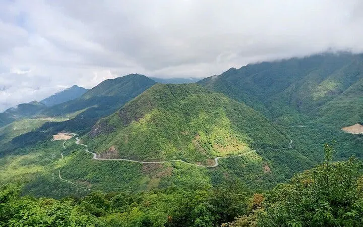 Sapa mountain landscape with winding road, Vietnam.