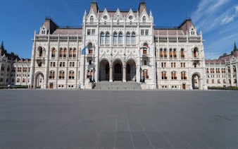 Hungarian Parliament Building in Budapest on a clear day.