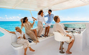 Group enjoying a boat ride to Tiran Island for snorkeling and diving, Sharm El-Sheikh.