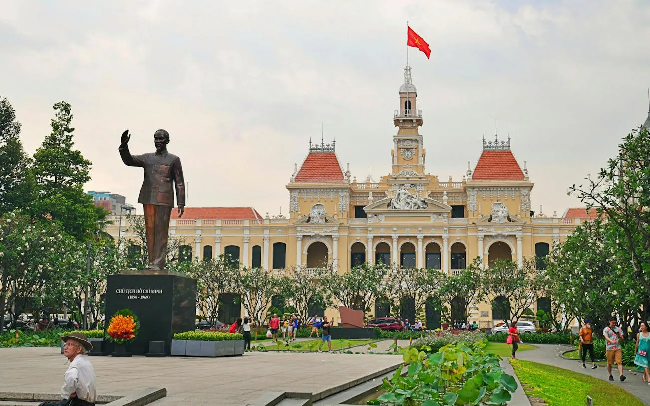Ho Chi Minh statue in front of the People's Committee Building, French Quarter, Ho Chi Minh City.